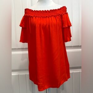 MOD on Trend Off-Shoulder Ruffle Sleeve Blouse - Vibrant Red Size M
